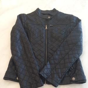 Aqua Girls Black Faux Leather Jacket-Size XL